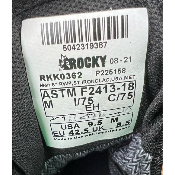 ROCKY Ironclad USA Made Steel Toe MET Guard Waterproof Boots RKK0362 Mens 9.5M - Picture 13 of 13